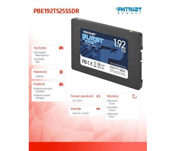 Patriot 1,92TB 2,5" SATA SSD BURST ELITE - 622642 - zdjęcie 6